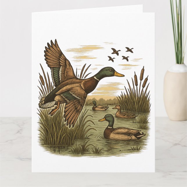 Retro-Flying-Mallard-Entenjagd,  Karte (Vorderseite)