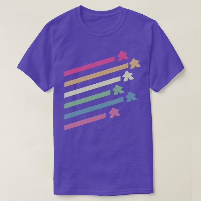 Retro Flying Meeples T-Shirt (Design vorne)