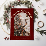 Retro Foil Christmas Card | FROHE FESTTAGE Folien Feiertagskarte<br><div class="desc">Moderner minimalistischer Schriftart in Rot und Gold für Frohe Festtage</div>