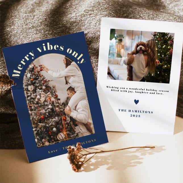 Retro Foil Christmas Card | Nur Merry Vibes Karte (Von Creator hochgeladen)