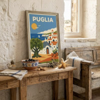 Retro Folk Apulien Italien Olivenbaum Trullo Reise