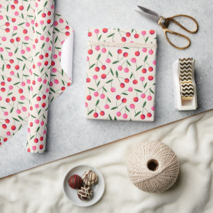 Retro Folk Art Berry Kirries über Creme Geschenkpapier