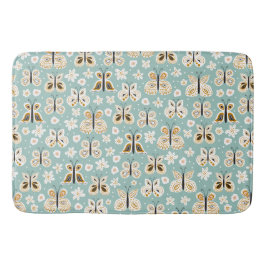 Retro Folk Art Butterfys Badematte