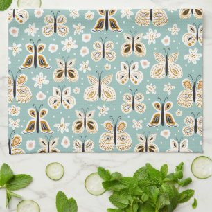 Retro Folk Art Butterfys Geschirrtuch