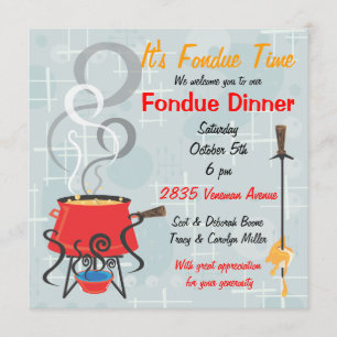 Retro-Fondue-Party Einladung