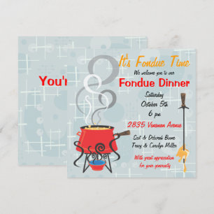 Retro Fondue-Party Einladung