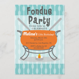 Retro-Fondue-Party-Geburtstagseinladung Einladung