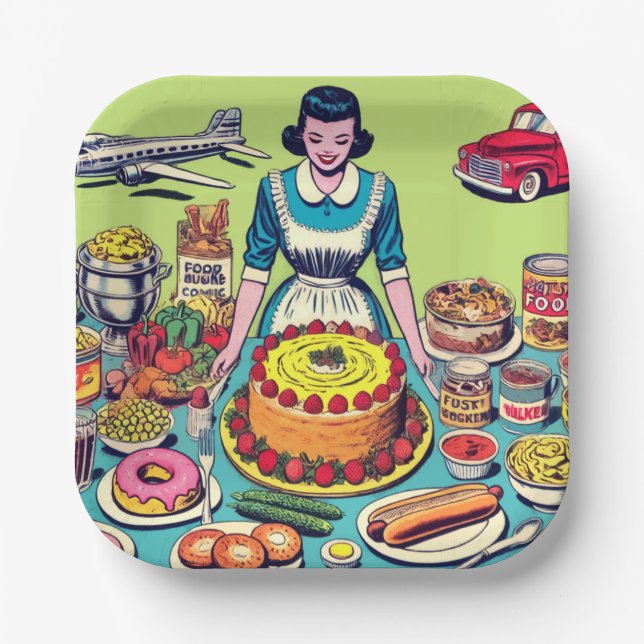 Retro-Food-Comic Pappteller (Vorderseite)