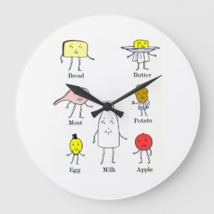 Retro Food Groups Kitchen Wall Clock Große Wanduhr