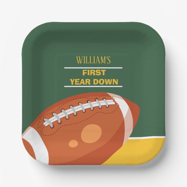 Retro Football 1 Jahr ab Geburtstag Pappteller (Vorderseite)