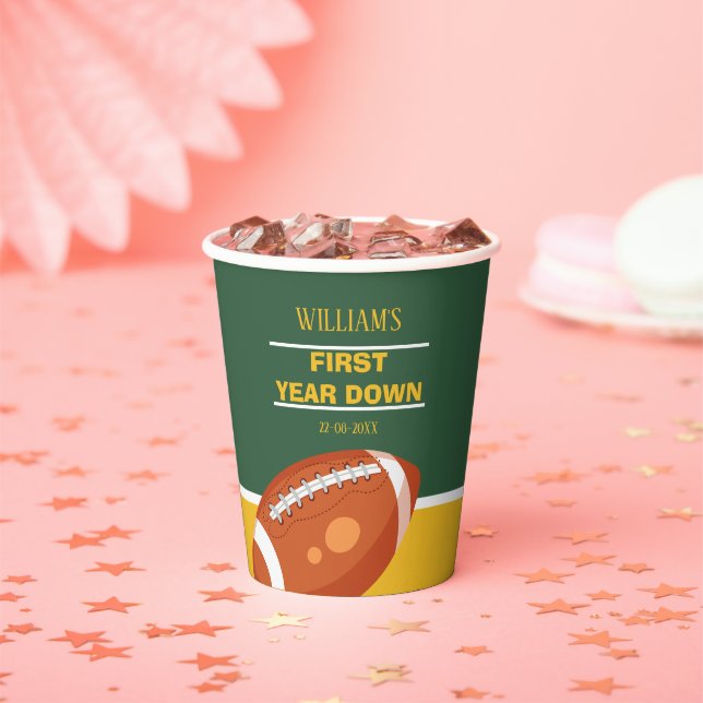 Retro Football 1 Jahr nach unten Danke Pappbecher (Insitu)
