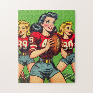 Retro Football Girls Comic Puzzle