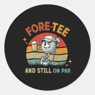 Retro Fore Tee Golf Geburtstagsfeier 40. Geburtsta Runder Aufkleber