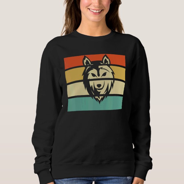 Retro Forest Animal Wolf Sweatshirt (Vorderseite)