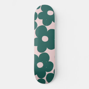 Retro Forest Green Blush Daisies #1 #decor #art Skateboard