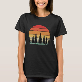 Retro Forest Sunset Man and Hund Silhouette Advent T-Shirt