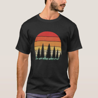 Retro Forest Sunset Man and Hund Silhouette Advent T-Shirt