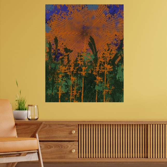 Retro Forest Sunset Poster (Wohnzimmer 2)