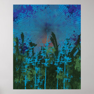 Retro Forest Sunset Poster
