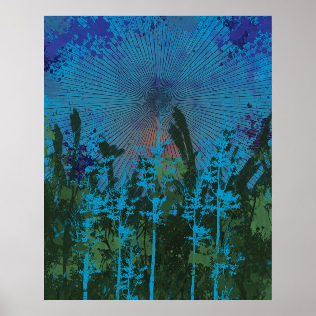 Retro Forest Sunset Poster (Vorne)