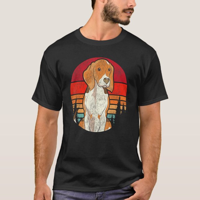 Retro Forest Trees Beagle Eigentümer Niedlicher Hu T-Shirt (Vorderseite)