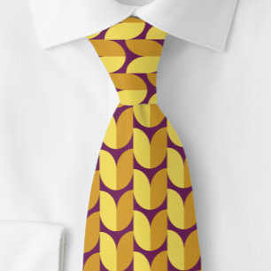Retro-Formen in Orange und Lila. Herren-Schlips Krawatte