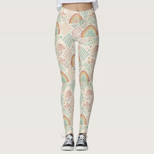 Retro-Formen und gepunktete Texturen in erdigen Pa Leggings