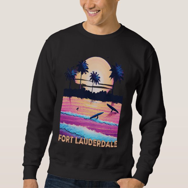 Retro Fort Lauderdale Florida Souvenir Surf Sweatshirt (Vorderseite)