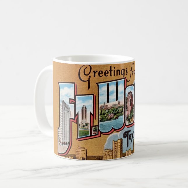 Retro Fort Worth Kaffeetasse (Vorderseite Links)