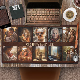 Retro Foto Collage Imitate Leather Schreibtischunterlage