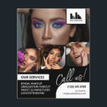 Retro Foto Collage Logo QR Makeup Werbung Flyer<br><div class="desc">Doppelseitiger Flyer für Makeup-Künstler, Nagelkünstler, Haarstylisten oder Ähnliches, wo Sie Ihre Arbeit in einer Retro-Foto-Collage mit schwarz-weißem Hintergrund und Text präsentieren müssen. Personalisieren Sie mit Ihrem Logo und auf der Rückseite ein zusätzliches Foto und Ihren QR-Code mit Ihrem Social Media Handle. Retro Foto Collage Werbe-Flyer für eine Haarstylistin, Nagelkünstler oder...</div>