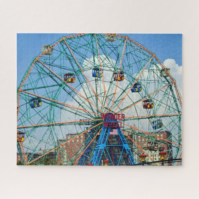 Retro Foto des Riesenrads von Coney Island Puzzle (Horizontal)