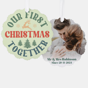 Retro-Foto erstes Weihnachten verheiratet Andenken Ornament Karte