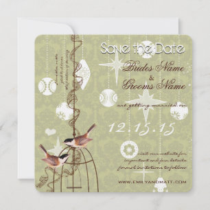Retro-Foto-Feiertag-Vogelkäfig-Hochzeit-Save-the-D Einladung