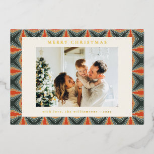 Retro Foto Gold Gold Red Green Mid Centrum Folien Feiertagskarte