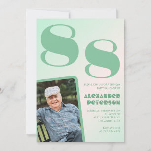 Retro-Foto grüner Gradient Mann 88. Geburtstag  Einladung