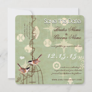 Retro Foto Holiday BirdCage Hochzeit Sichern Sie d Save The Date