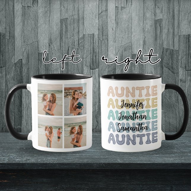 Retro Foto Personalisierter Kaffee Cup für Tante Tasse (custom auntie mug, personalized aunt mug, custom photo mug, retro mug for aunt, auntie coffee cup,)