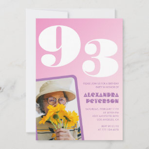 Retro-Foto Rosa 93. Geburtstag Einladung