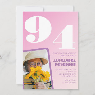 Retro-Foto Rosa 94. Geburtstag Einladung