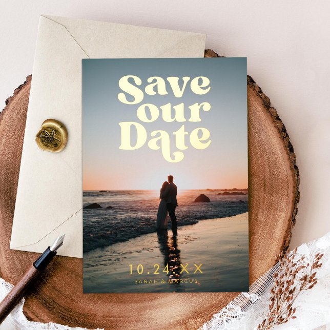 Retro-Foto Save the Date Folieneinladung (Von Creator hochgeladen)