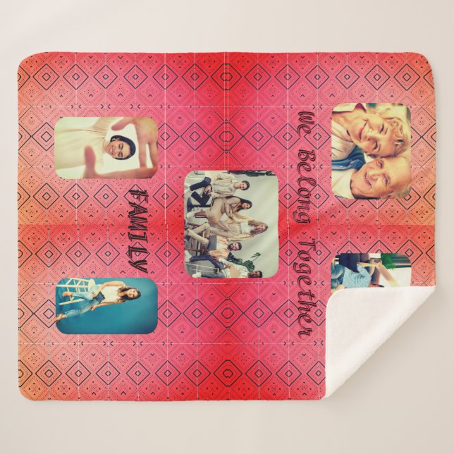 Retro Foto Soft Red Diamond Sherpadecke (Vorderseite (Horizontal))