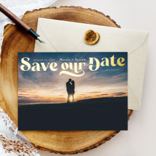 Retro-Foto-Sonnenuntergang Save the Date Folieneinladung