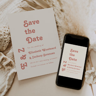 Retro-Foto-Terrakotta-Typografie Save-the-Date-Kar Save The Date
