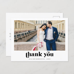 Retro Foto Wedding Danke Postcard Postkarte