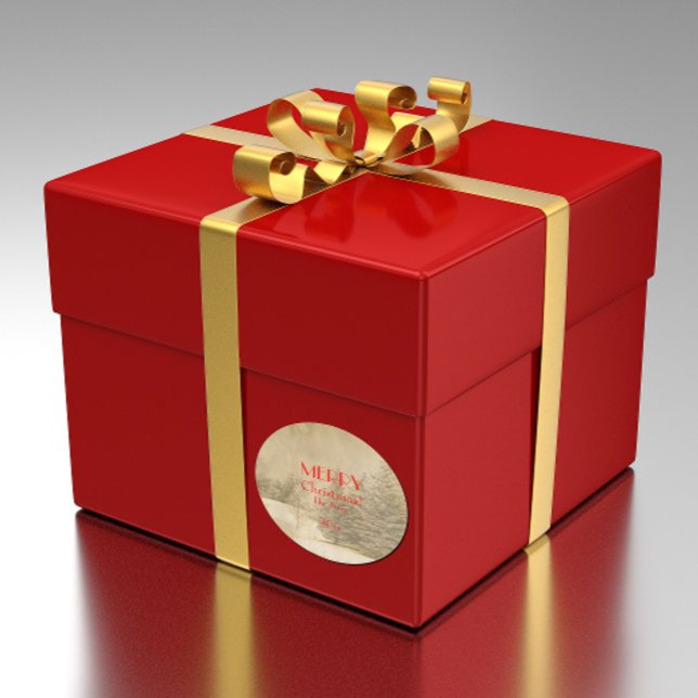 Retro Foto Weihnachtsbaum Runder Aufkleber (Von Creator hochgeladen)