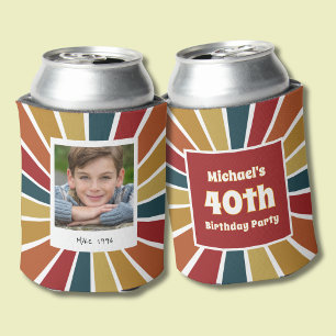 Retro-Foto zum 40. Geburtstag für einen Jungen Dosenkühler