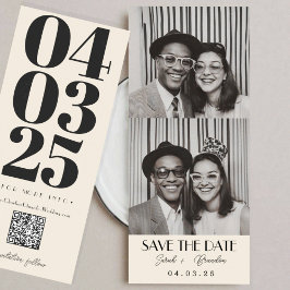 Retro Fotobooth Typografie Qrcode Save the Date Einladung