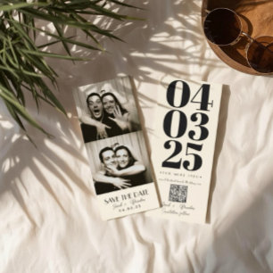 Retro Fotobooth Typografie Qrcode Save the Date I Einladung