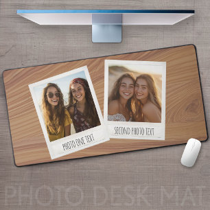 Retro-Fotorahmen - 2 Bilder auf Holzprint Schreibtischunterlage